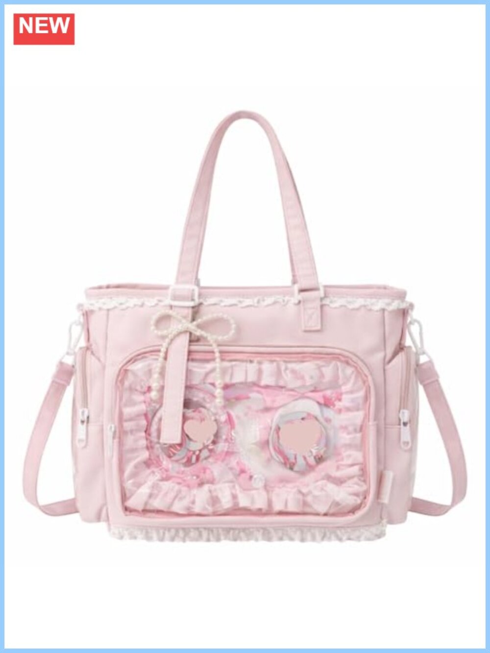 Ita Crossbody Tote Bag Pin Display Insert Lace Pearl Bow Y2K Kawaii Messenger